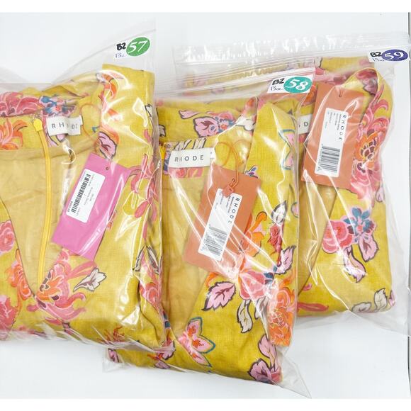 RHODE Mariana Dress Short Sleeve Linen A Line Dress Gold Lanai DR00501LIP-LIP 2 - Picture 5 of 6